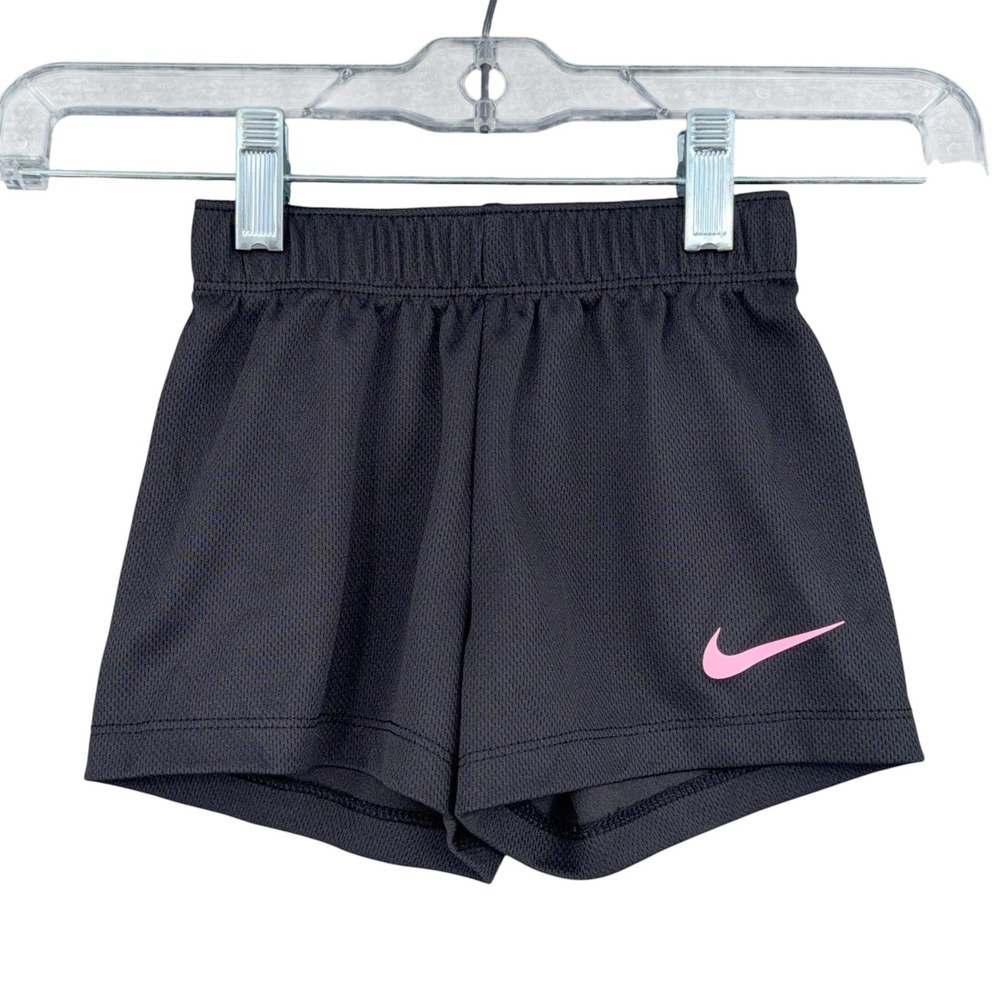 Nike Mesh Athletic Shorts Toddler Girls 2T 100% Polyester Black Pink G485-023